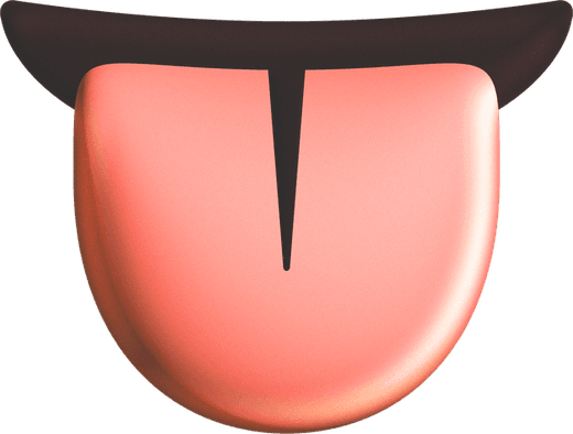 An outstretched tongue with a Rally strip resting flat on it