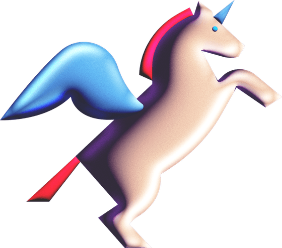 A winged unicorn rearing up, the Rally mascot