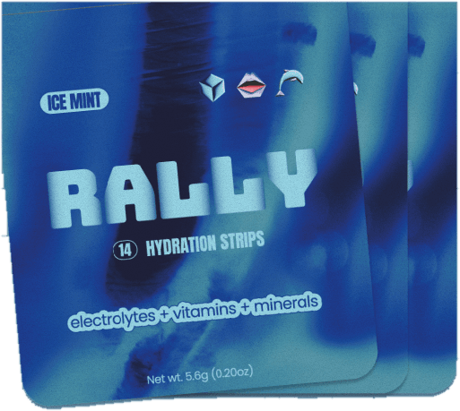 Three Rally Ice Mint pouches stacked together, the 3-pack bundle